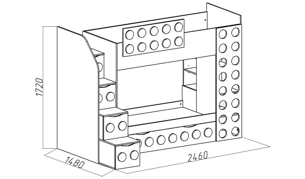 Кровать двухъярусная Лего детская (Спм) левая